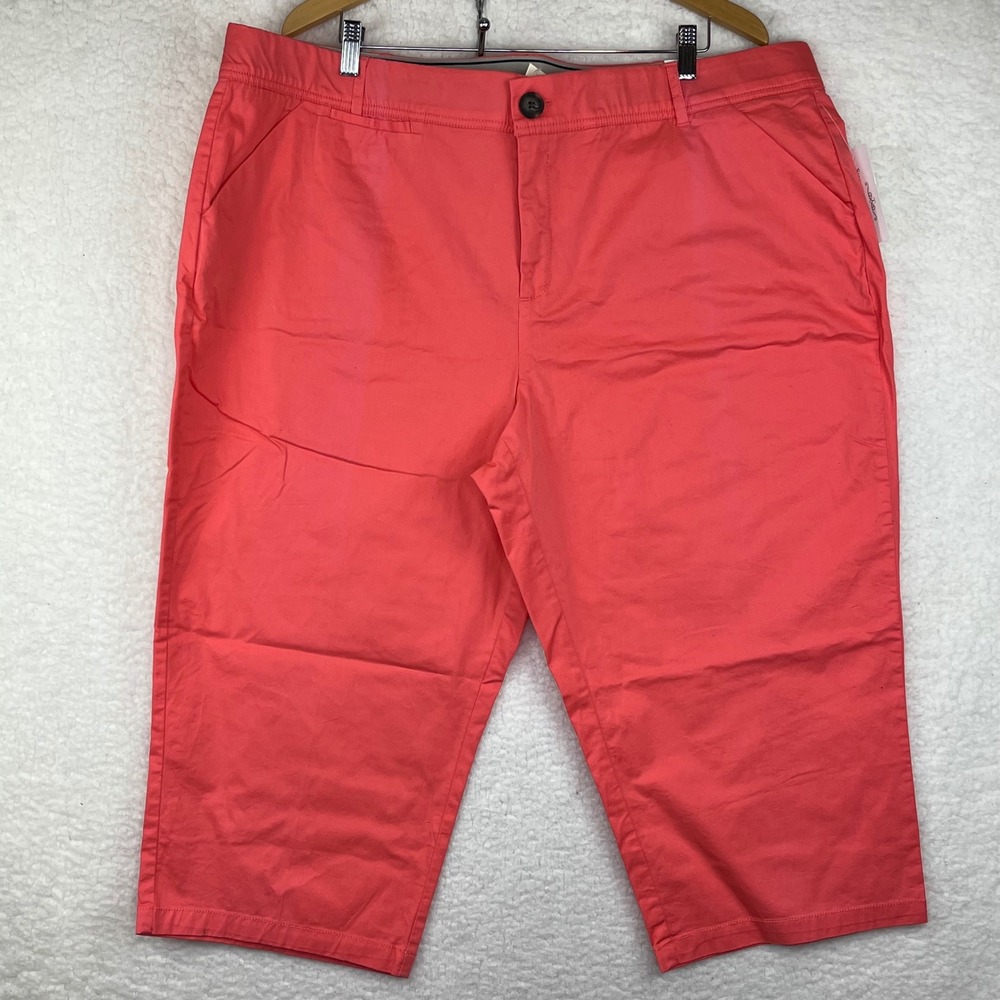 CJ Banks Signature Comfort Classic Fit Capri Pants Coral Pink Plus Size 24W NEW